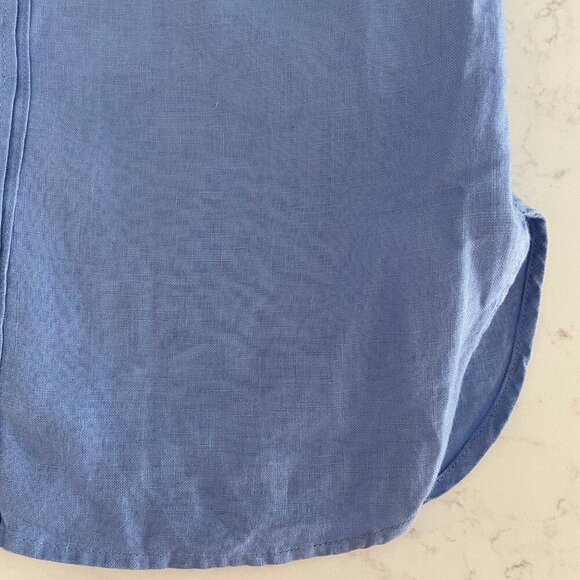 L.L.Bean 100% Linen Button Down Pleated Belted Dress Cornflower Blue Sz 10 NWOT - Picture 8 of 13